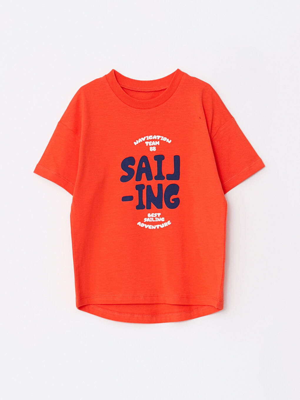Turuncu Bisiklet Yaka Kısa Kol Baskılı Pamuklu Erkek Bebek Tişört