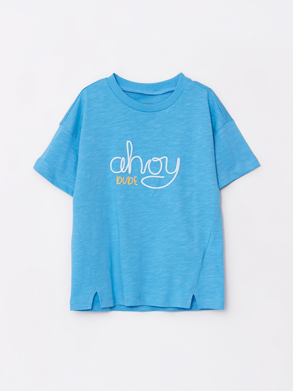 Mavi Bisiklet Yaka Kısa Kollu Erkek Bebek Tişört