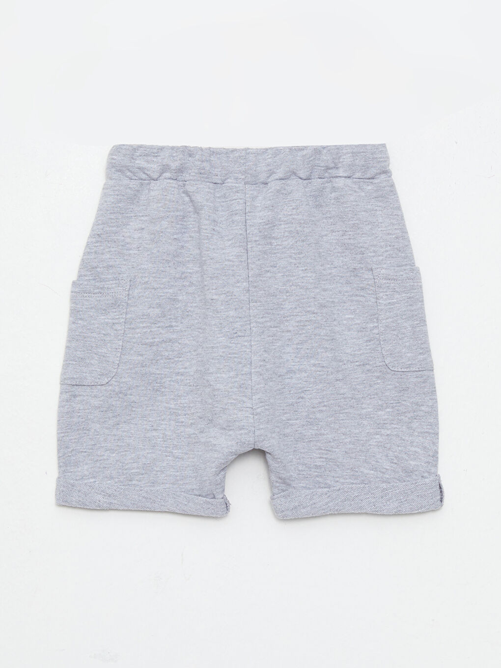 Beyaz Beli Lastikli Basic Erkek Bebek Şort-1