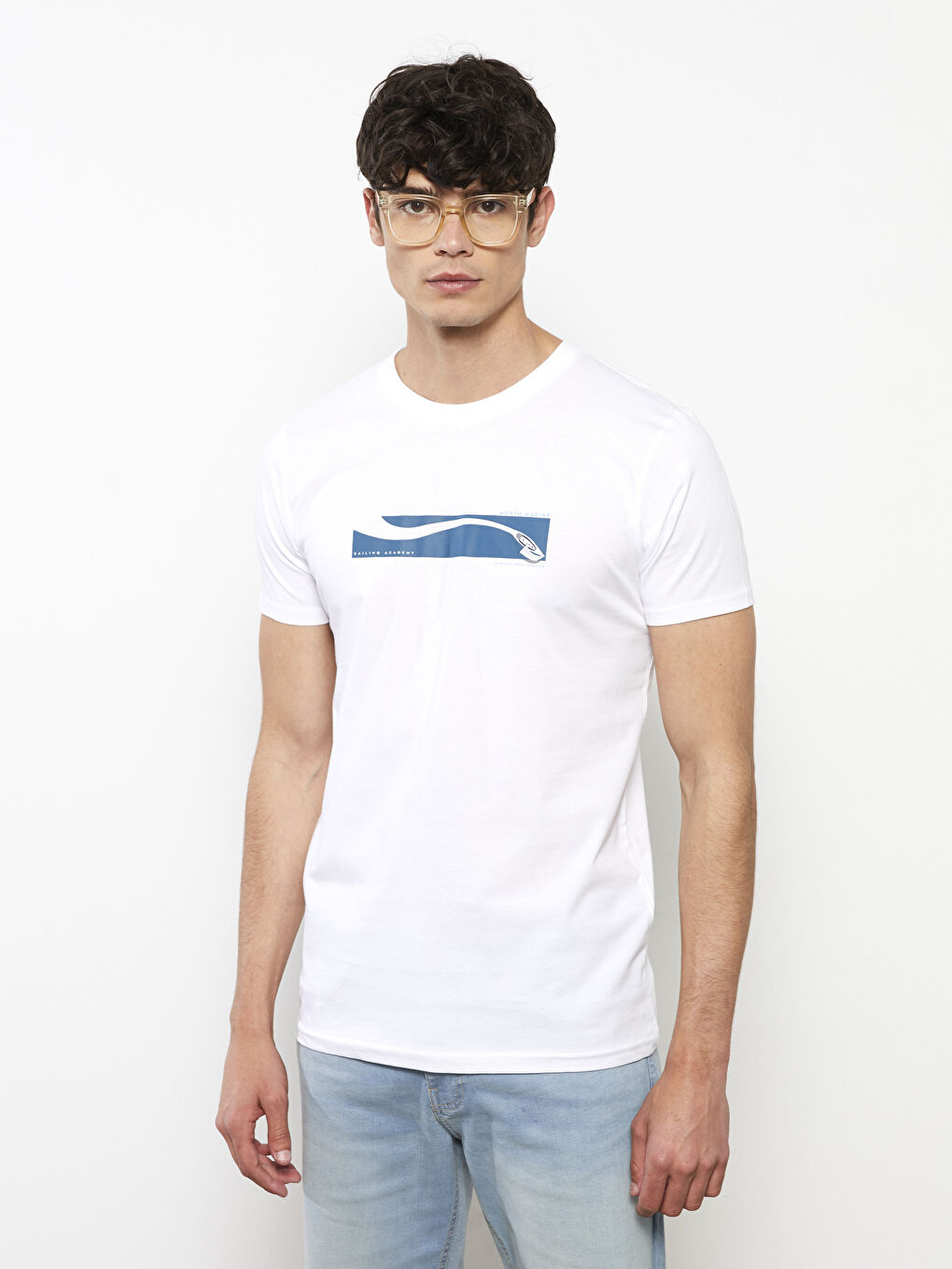 Crew Neck Short Sleeve Printed Combed Cotton Men's T-shirt-1