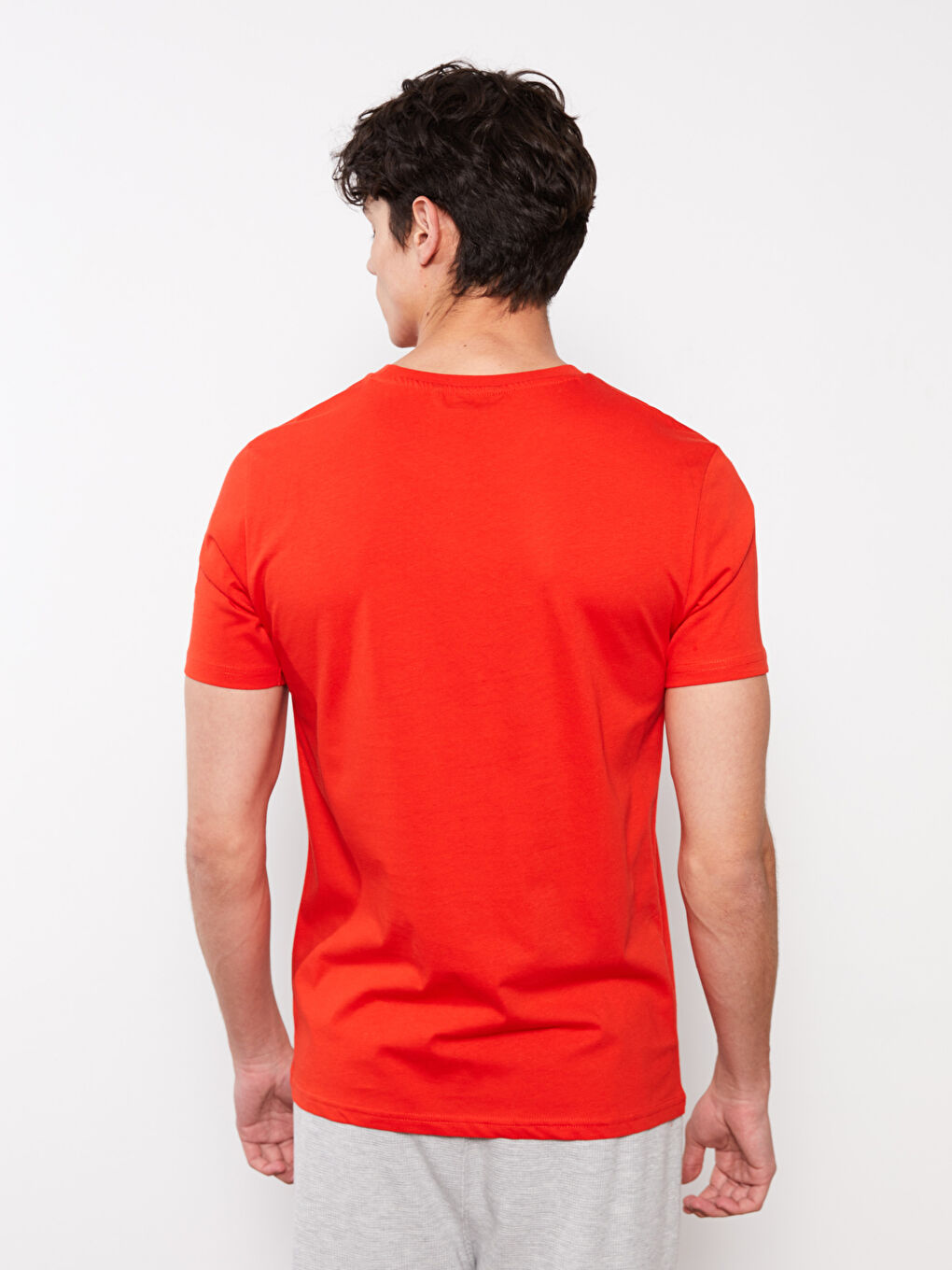 Kırmızı Bisiklet Yaka Kısa Kollu Baskılı Penye Erkek Tişört-4