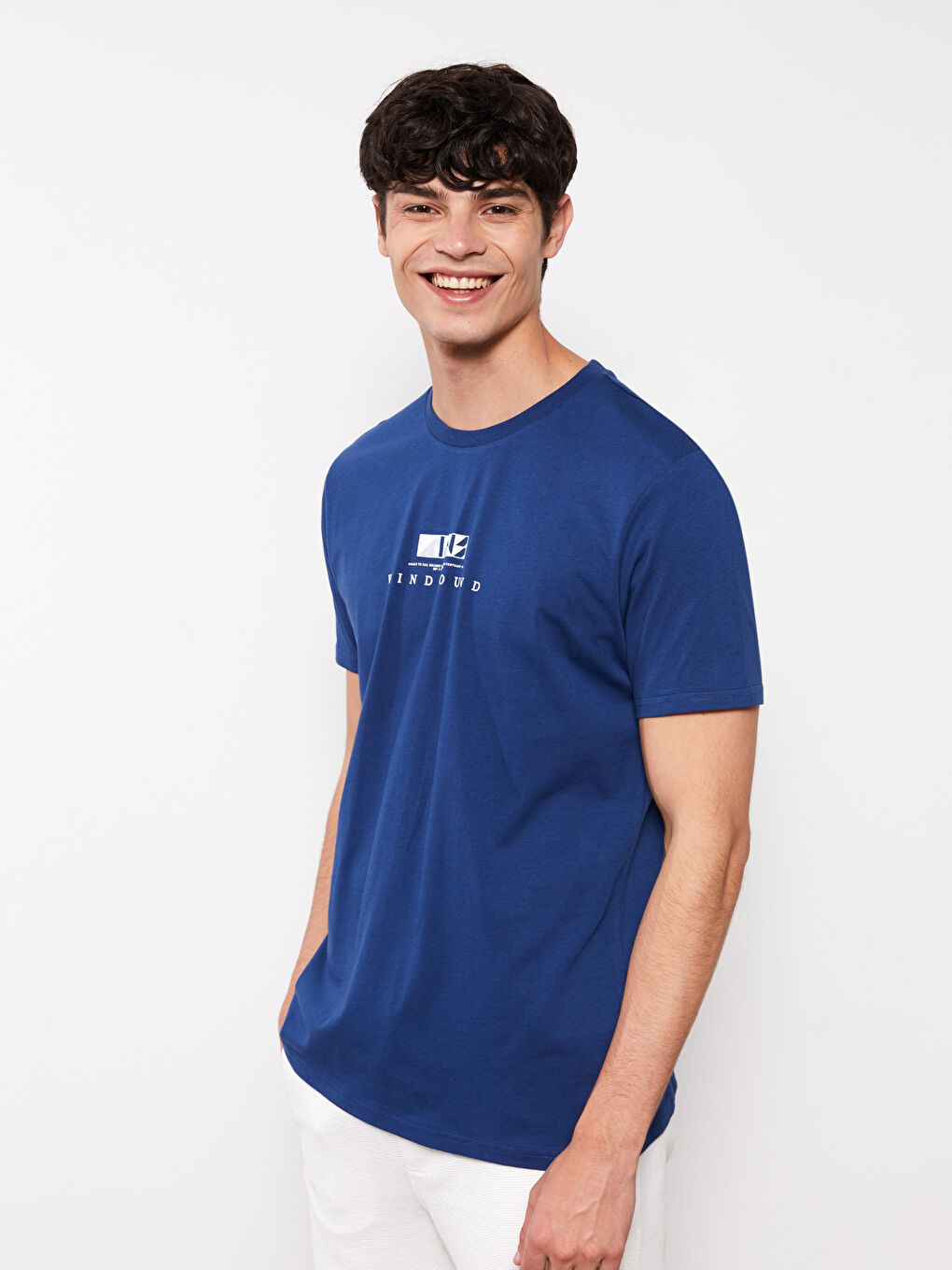 Crew Neck Short Sleeve Printed Combed Cotton Men's T-shirt