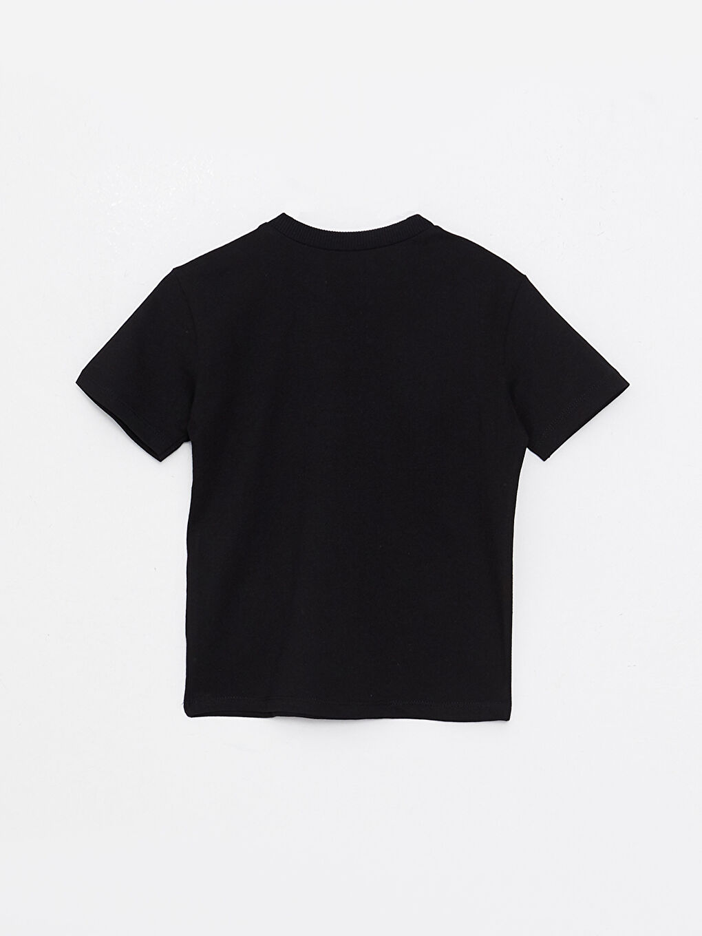 Siyah Bisiklet Yaka Kısa Kol Baskılı Pamuklu Erkek Bebek Tişört-1