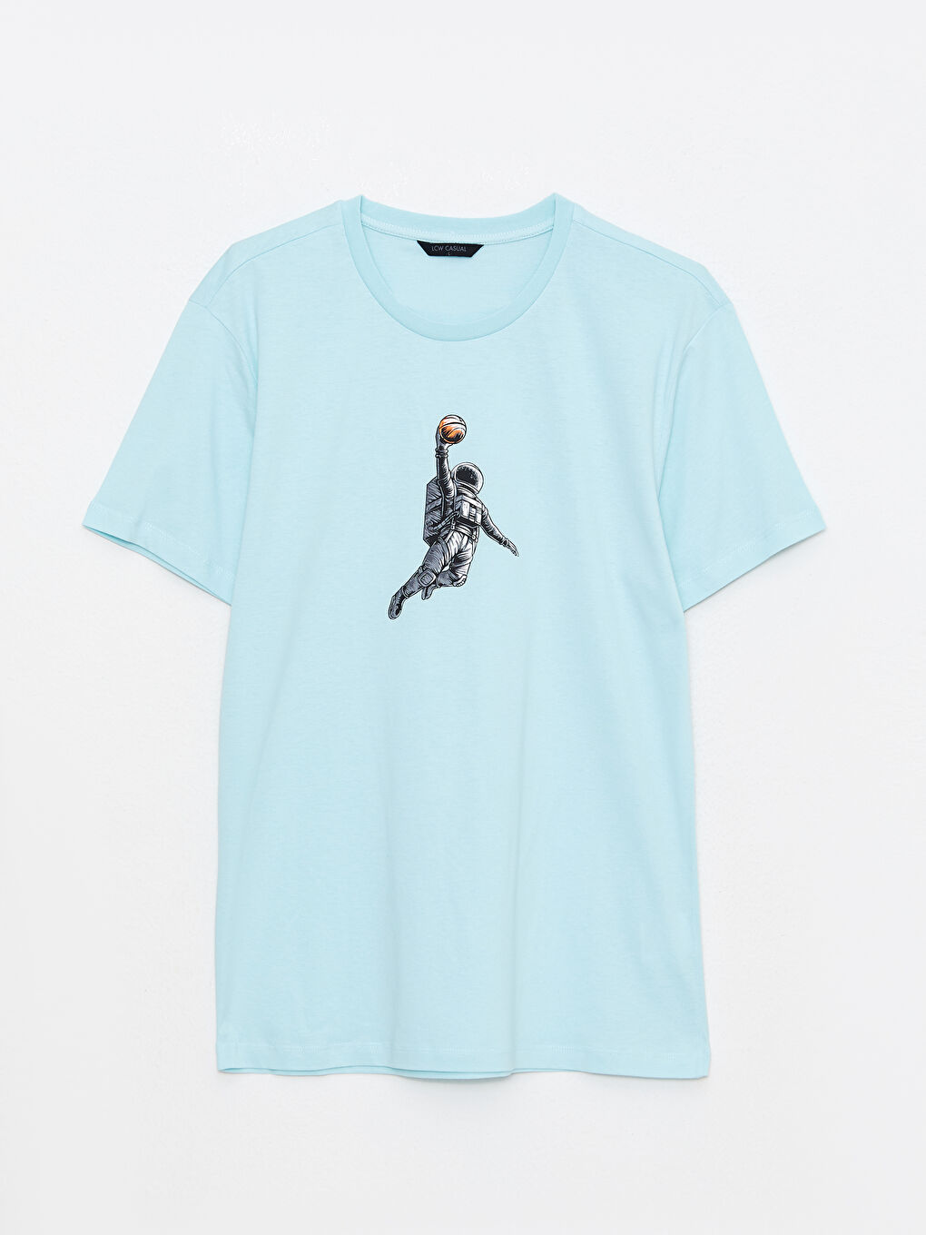 Mavi Bisiklet Yaka Kısa Kollu Baskılı Penye Erkek Tişört-6