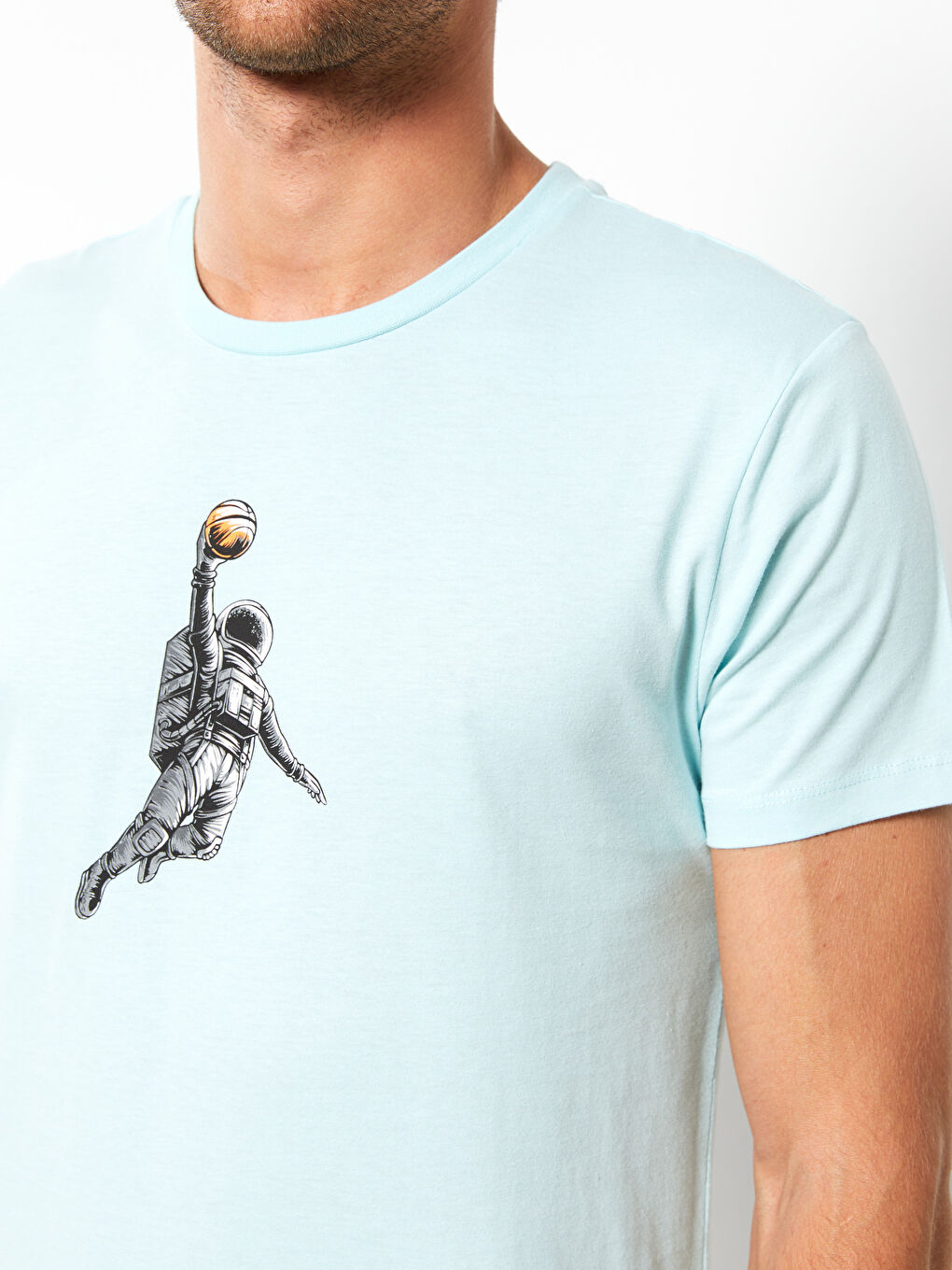 Mavi Bisiklet Yaka Kısa Kollu Baskılı Penye Erkek Tişört-4