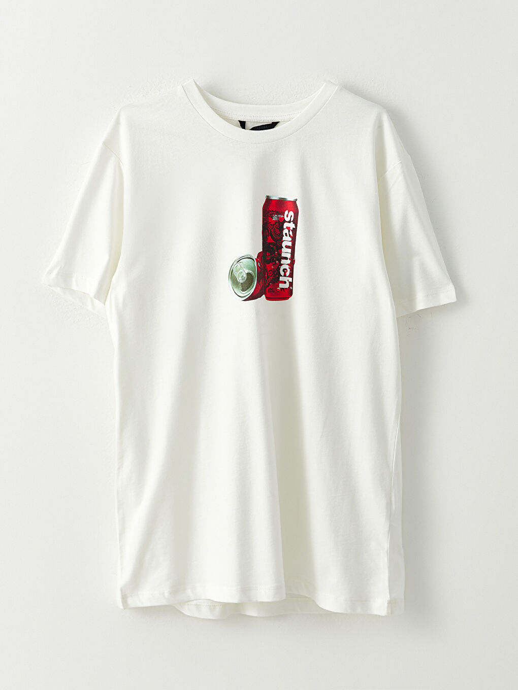 Beyaz Bisiklet Yaka Kısa Kollu Baskılı Penye Erkek Tişört-5