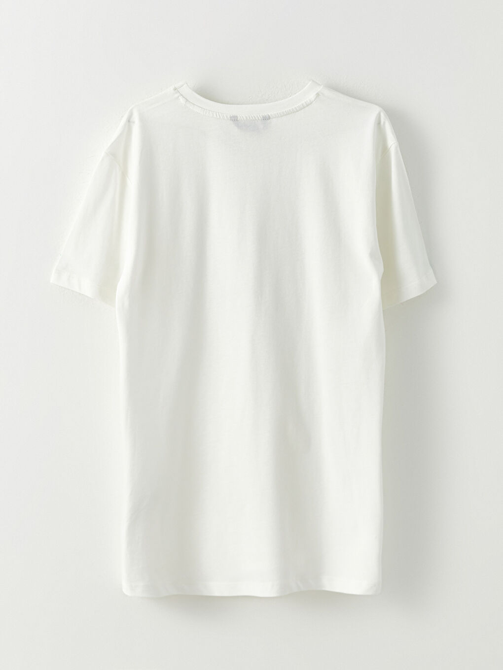 Beyaz Bisiklet Yaka Kısa Kollu Baskılı Penye Erkek Tişört-7