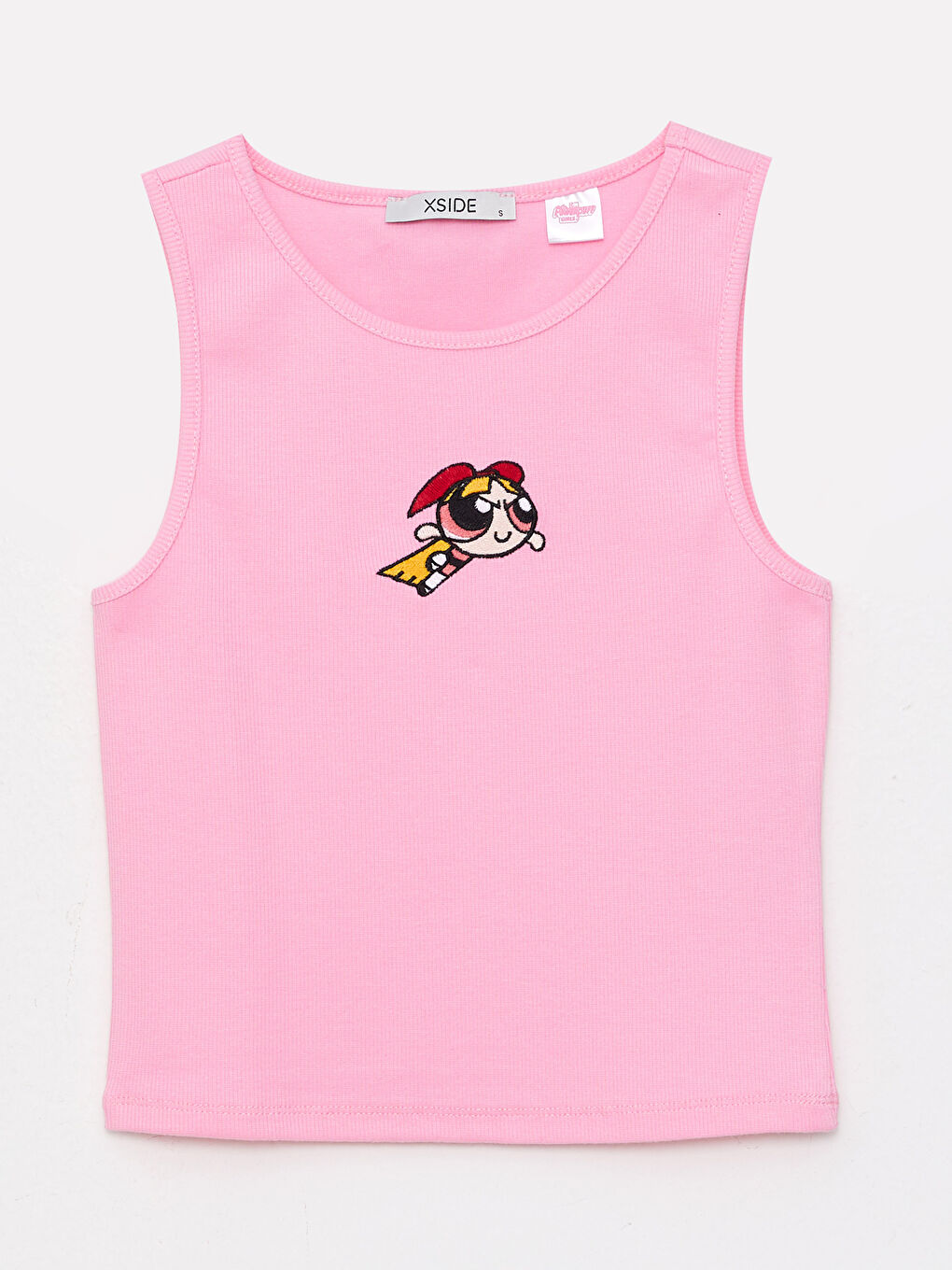 Crew Neck Powerpuff Girl Embroidered Women's Crop-5