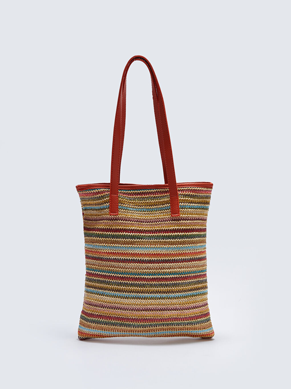 Karışık Çizgili Hasır Kadın Plaj Çantası-2