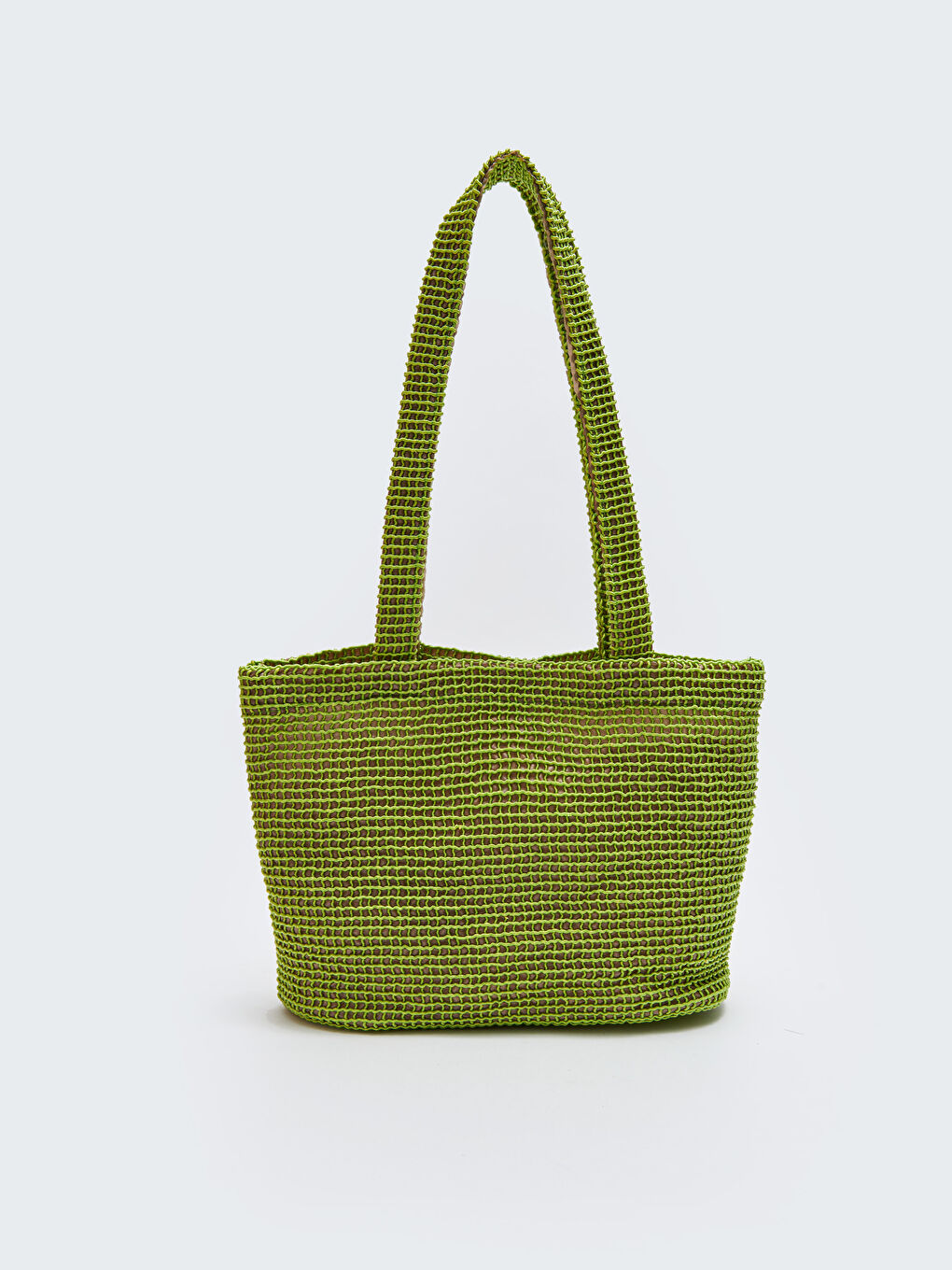Yeşil Düz Hasır Kadın Plaj Çantası-2