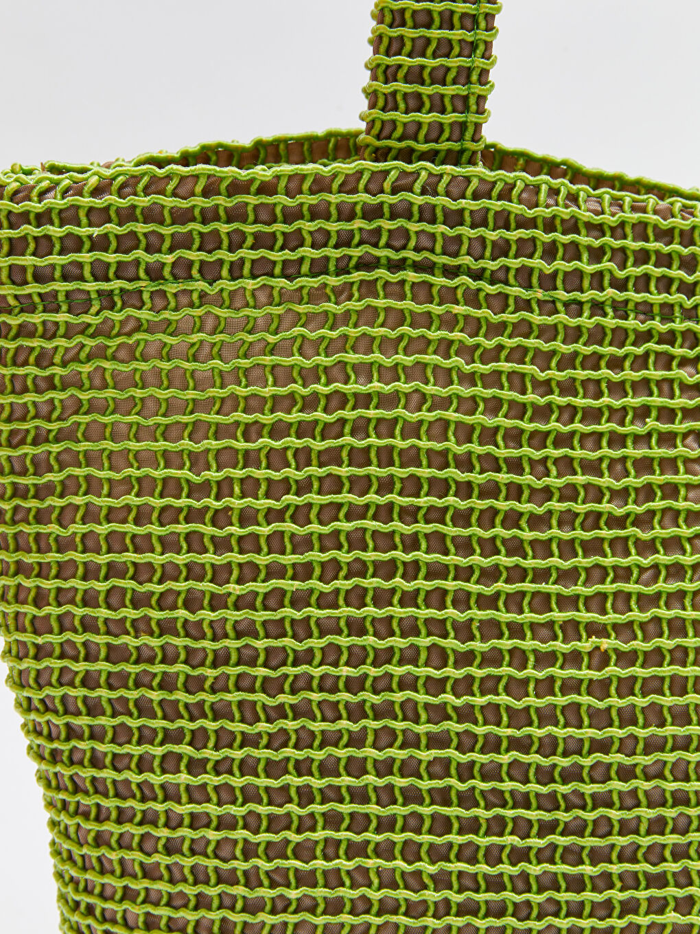 Yeşil Düz Hasır Kadın Plaj Çantası-4