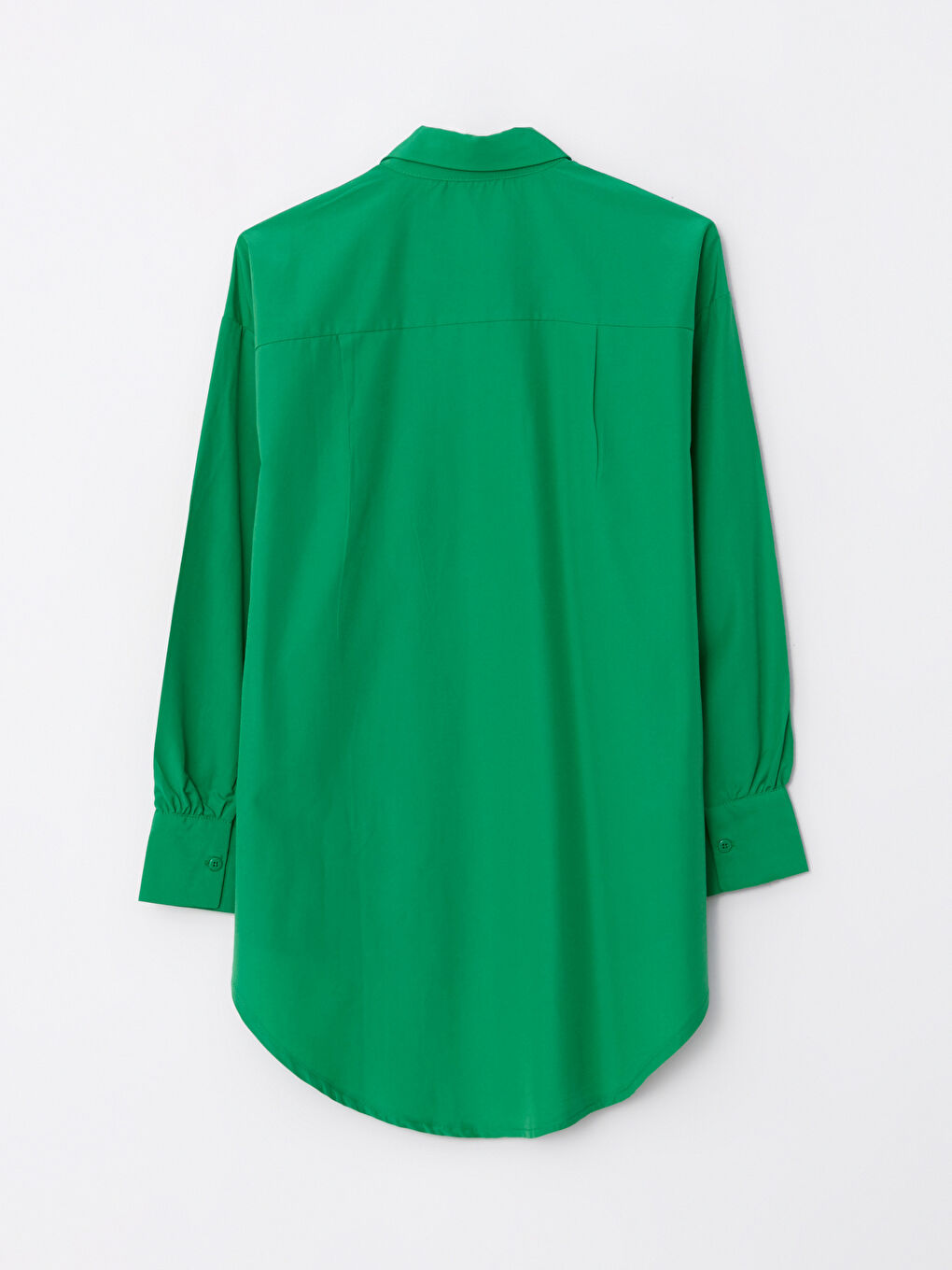 Yeşil Düz Poplin Kadın Gömlek Tunik-6