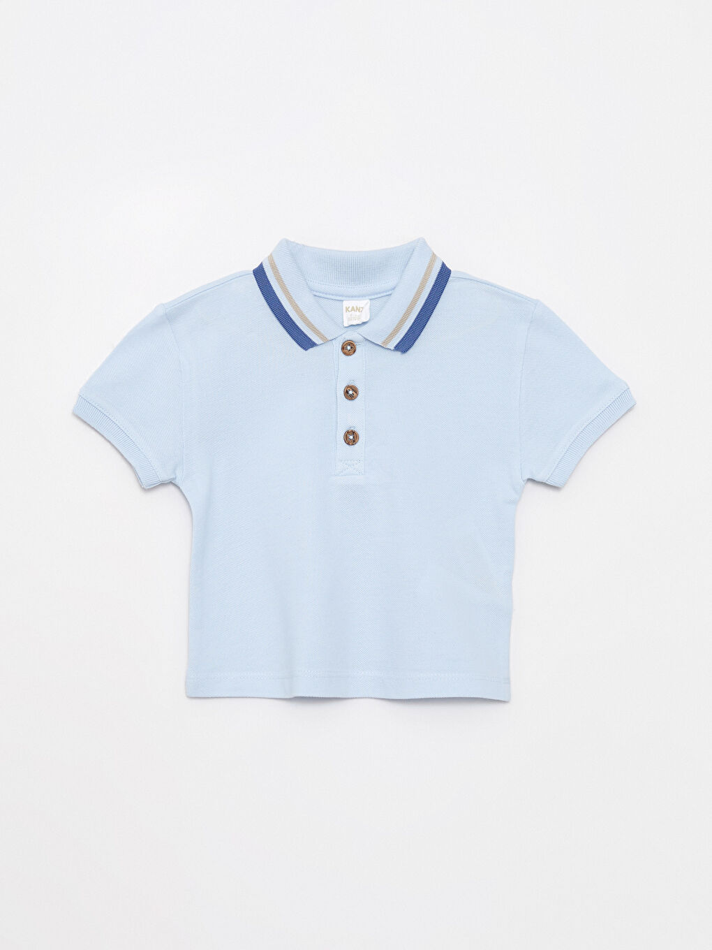 Mavi Polo Yaka Kısa Kollu Erkek Bebek Tişört ve Şort 2'li Takım-1