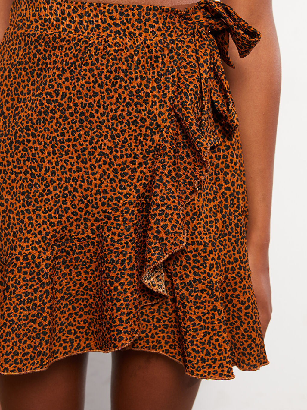 Kahverengi Desenli Kadın Etek-2