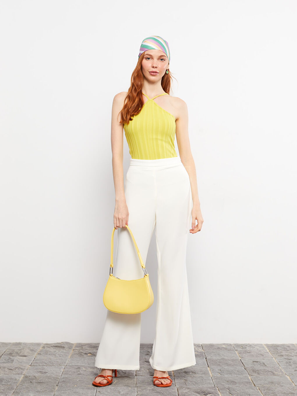 LCW Vision Halter Neck Straight Strap Women's Snap Fastener Body -S2MP36Z8-FW8