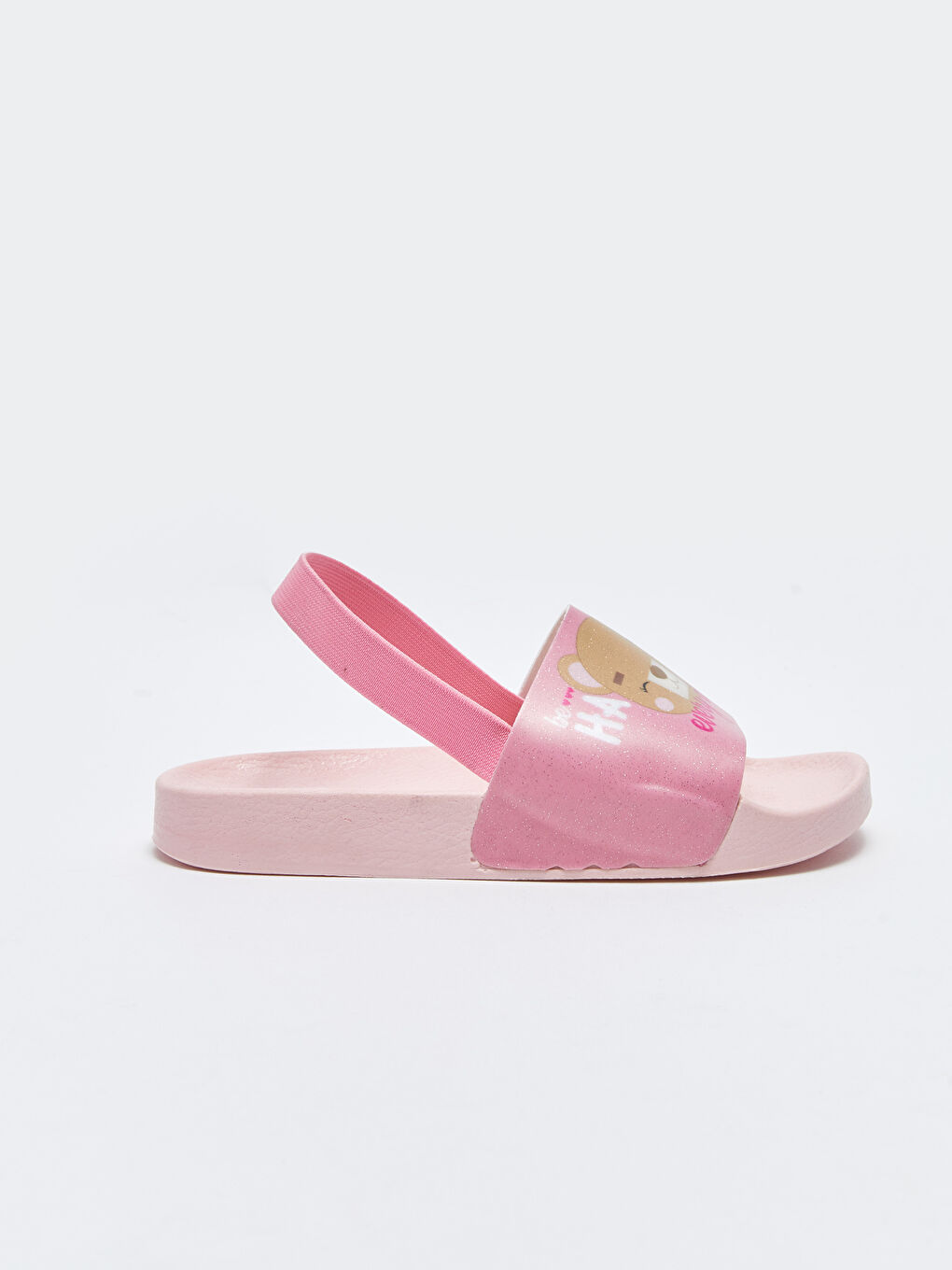 Pembe Tek Bantlı Baskılı Kız Çocuk Terlik-1