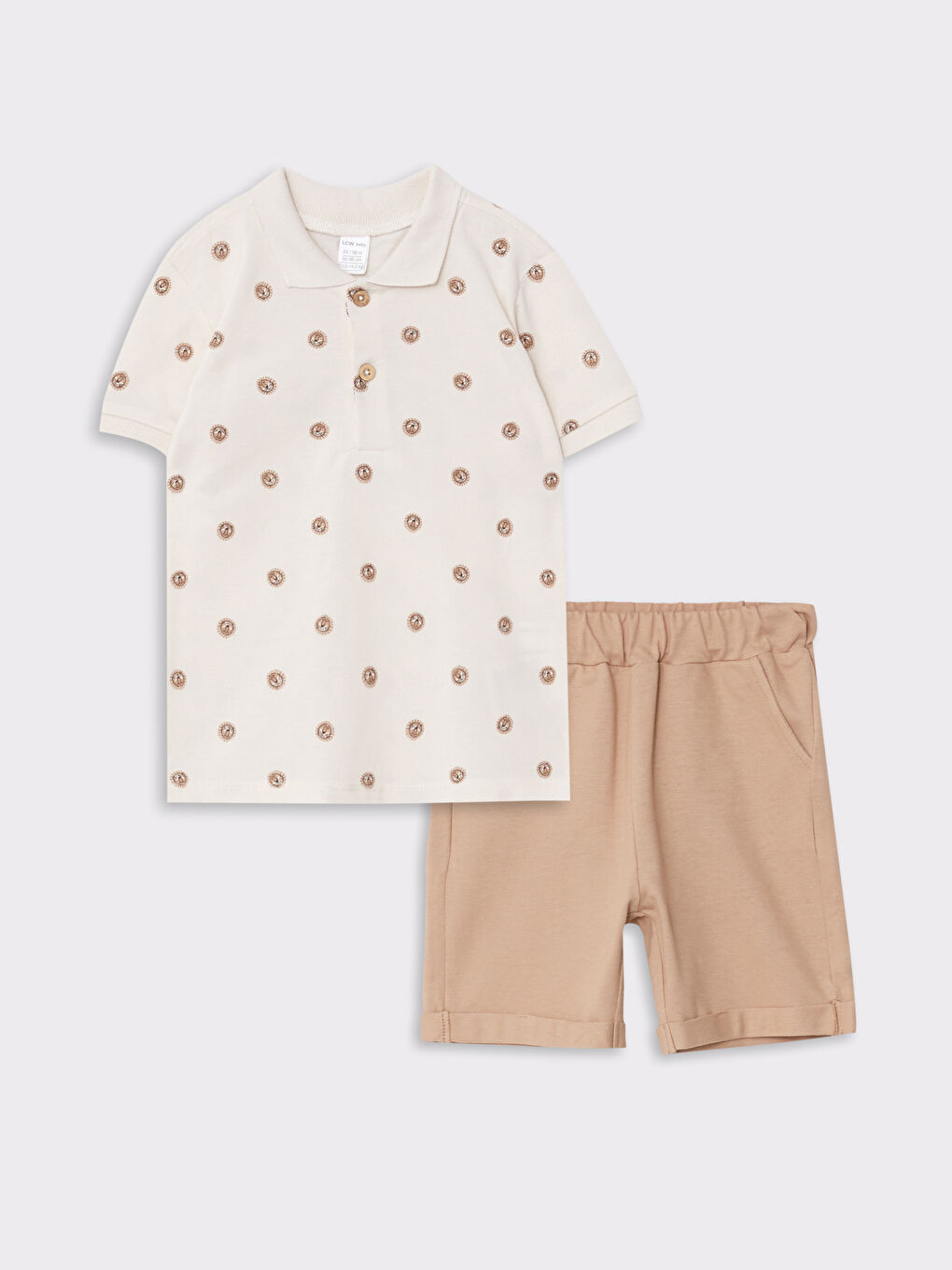 Polo Neck Short Sleeve Printed Cotton Baby Boy T-Shirt and Shorts 2-Piece Set -S2MP40Z1-LQB