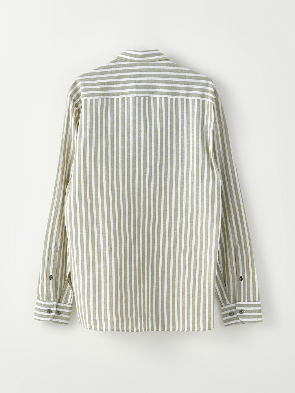 Yeşil Regular Fit Uzun Kollu Çizgili Erkek Gömlek-7