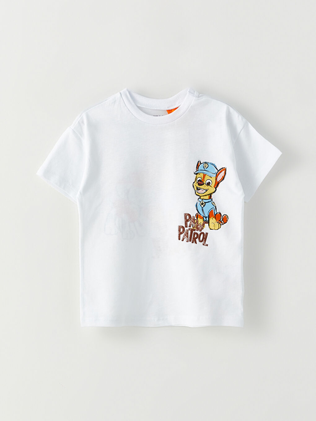 Crew Neck Short Sleeve Paw Oil Printed Cotton Baby Boy T-Shirt