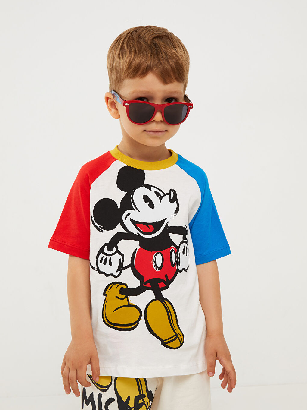 Crew Neck Short Sleeve Mickey Mouse Printed Cotton Baby Boy T-Shirt