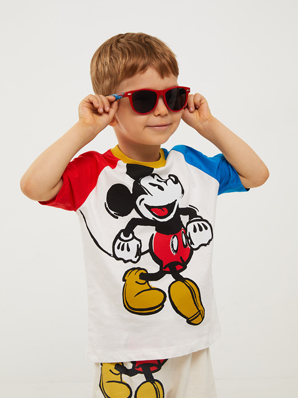 Crew Neck Short Sleeve Mickey Mouse Printed Cotton Baby Boy T-Shirt-1