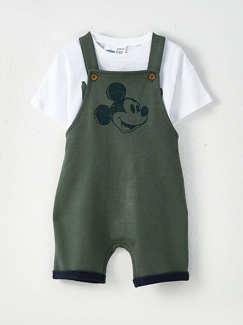 Crew Neck Short Sleeve Mickey Mouse Printed T-Shirt and Salopet Baby Boy 2 Set-1