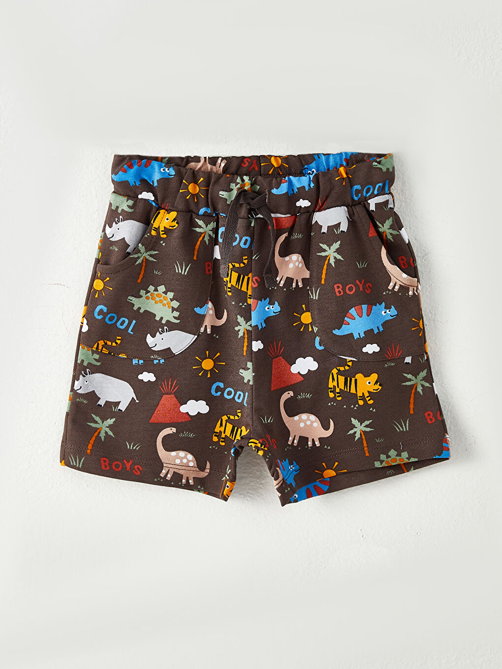 Beyaz Bisiklet Yaka Kısa Kollu Baskılı Erkek Bebek Tişört ve Şort 2'li Takım-2