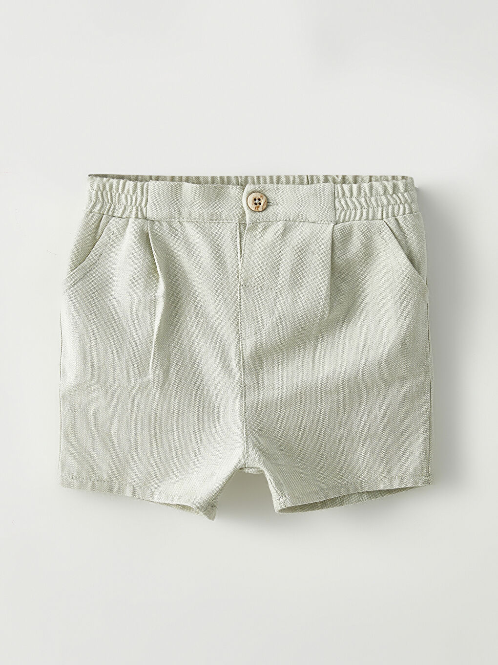 Ekru Bisiklet Yaka Nakış Detaylı Kız Bebek Gömlek ve Şort 2'li Takım-2