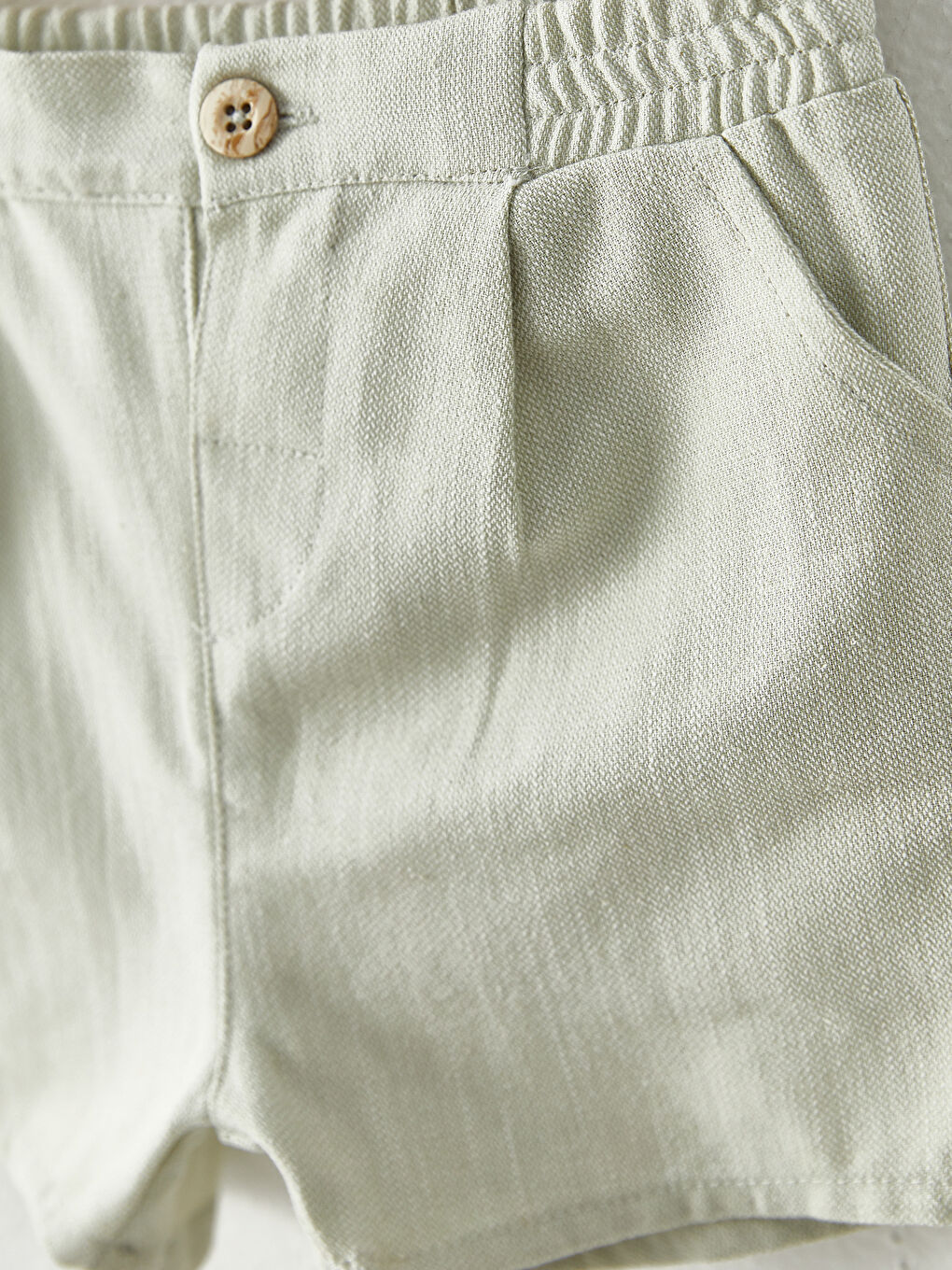 Ekru Bisiklet Yaka Nakış Detaylı Kız Bebek Gömlek ve Şort 2'li Takım-3