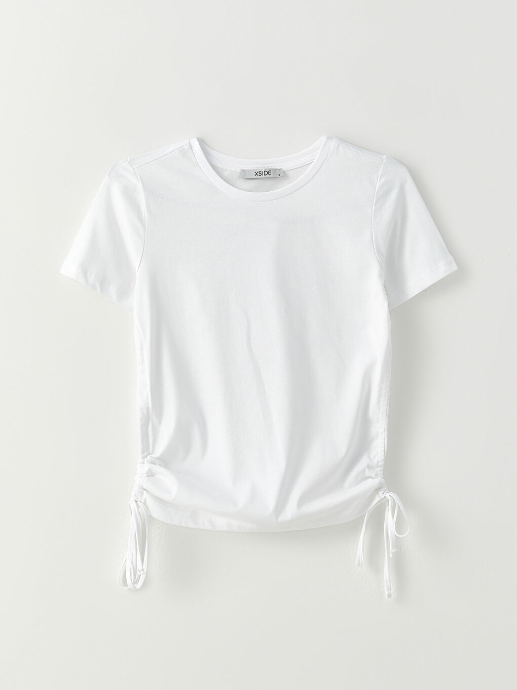 Crew Neck Straight Short Sleeve Crop Cotton Women's T-Shirt-5