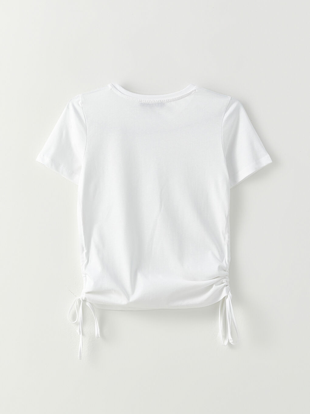 Crew Neck Straight Short Sleeve Crop Cotton Women's T-Shirt-6