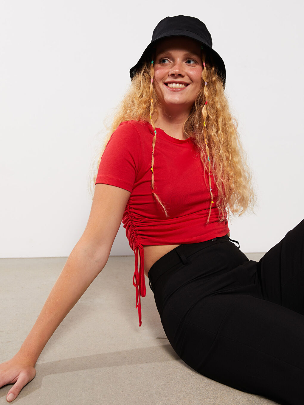 Crop Top Damă Simplu cu Mânecă Scurtă și Guler Rotund