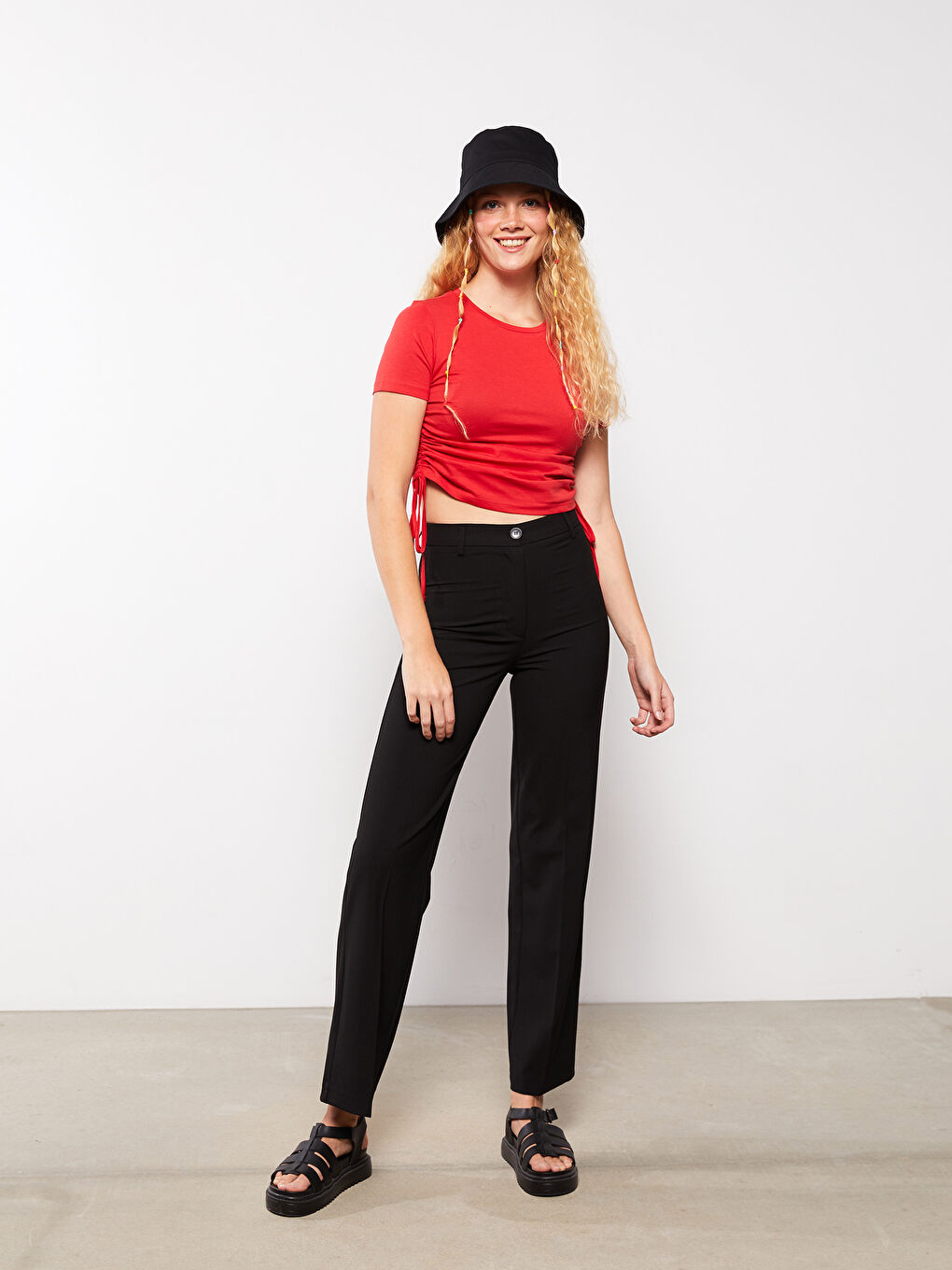 Crop Top Damă Simplu cu Mânecă Scurtă și Guler Rotund-2