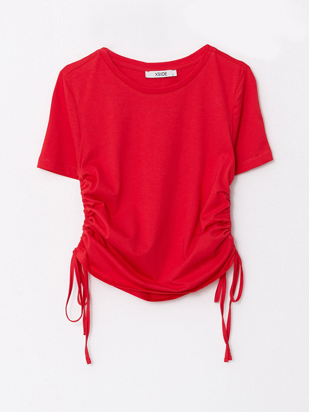 Crop Top Damă Simplu cu Mânecă Scurtă și Guler Rotund-5