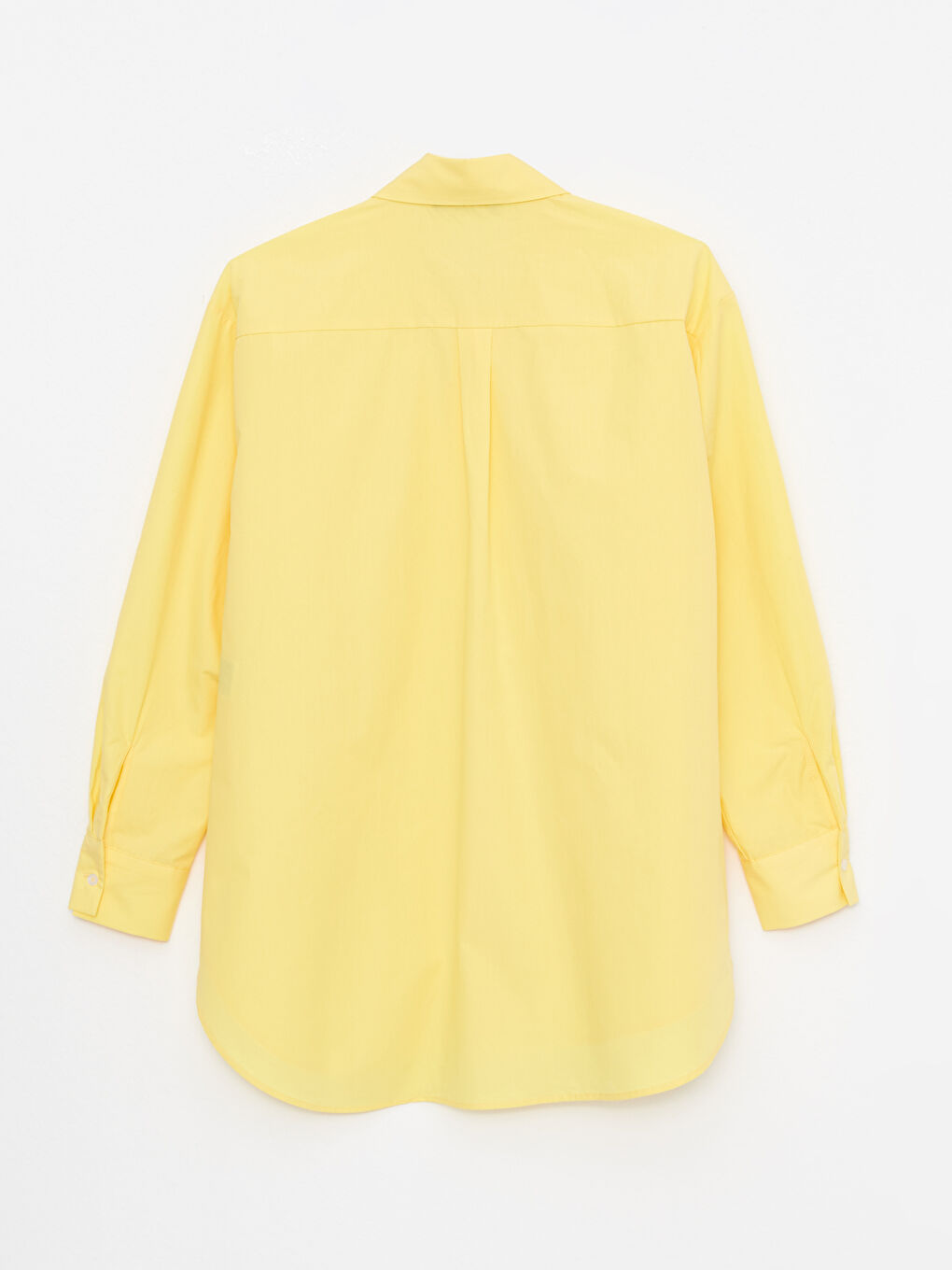 Sarı Önden Düğme Kapamalı Düz Uzun Kollu Pamuklu Kadın Gömlek-6