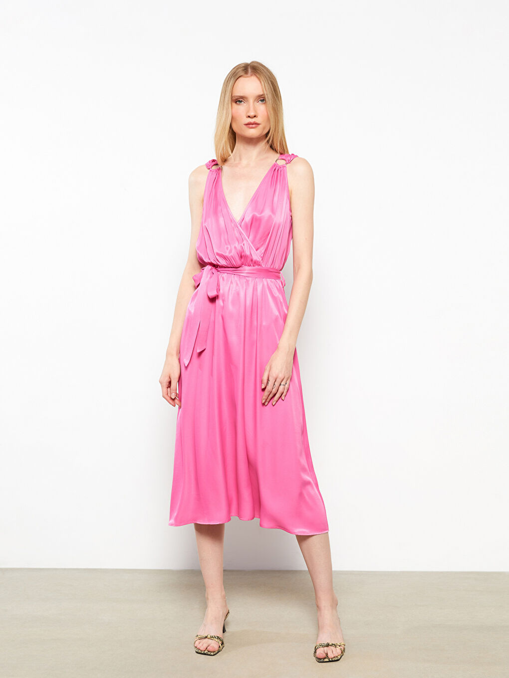 Women's Double Breasted Collar Straight Sleeveless Dress -S2MQ12Z8-R0L