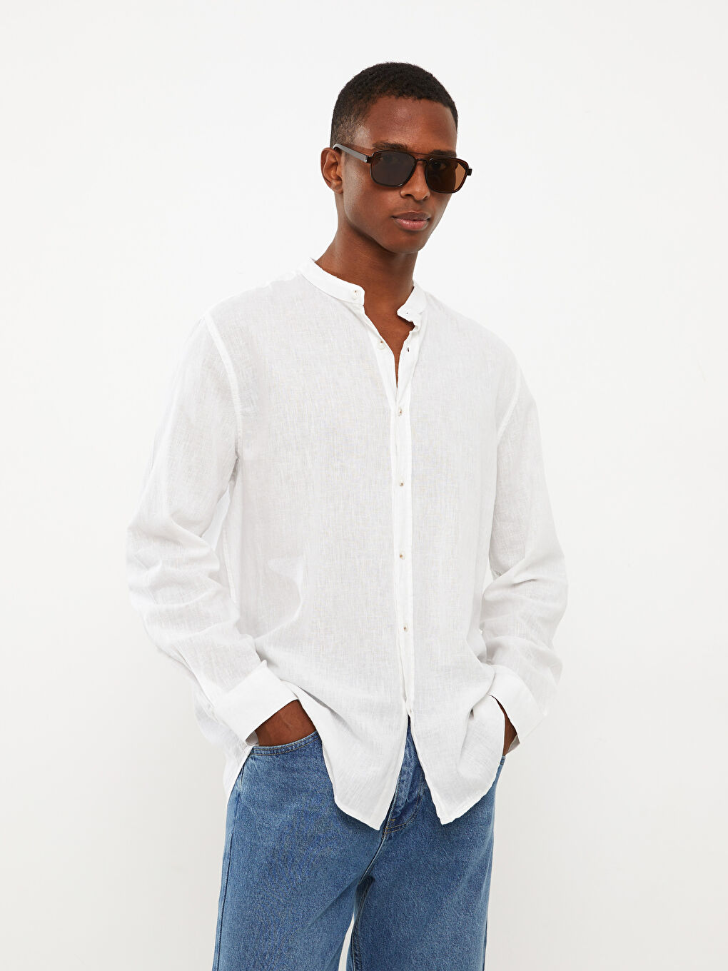 قميص رجالي كم طويل بقصة عادية-1