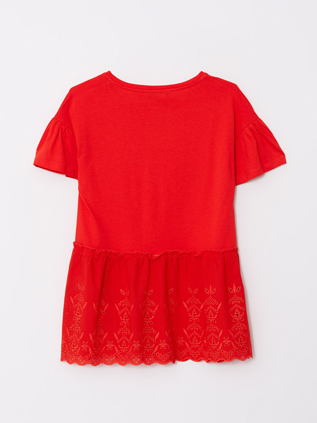 Turuncu Bisiklet Yaka Nakışlı Kısa Kollu Hamile Tişört-6