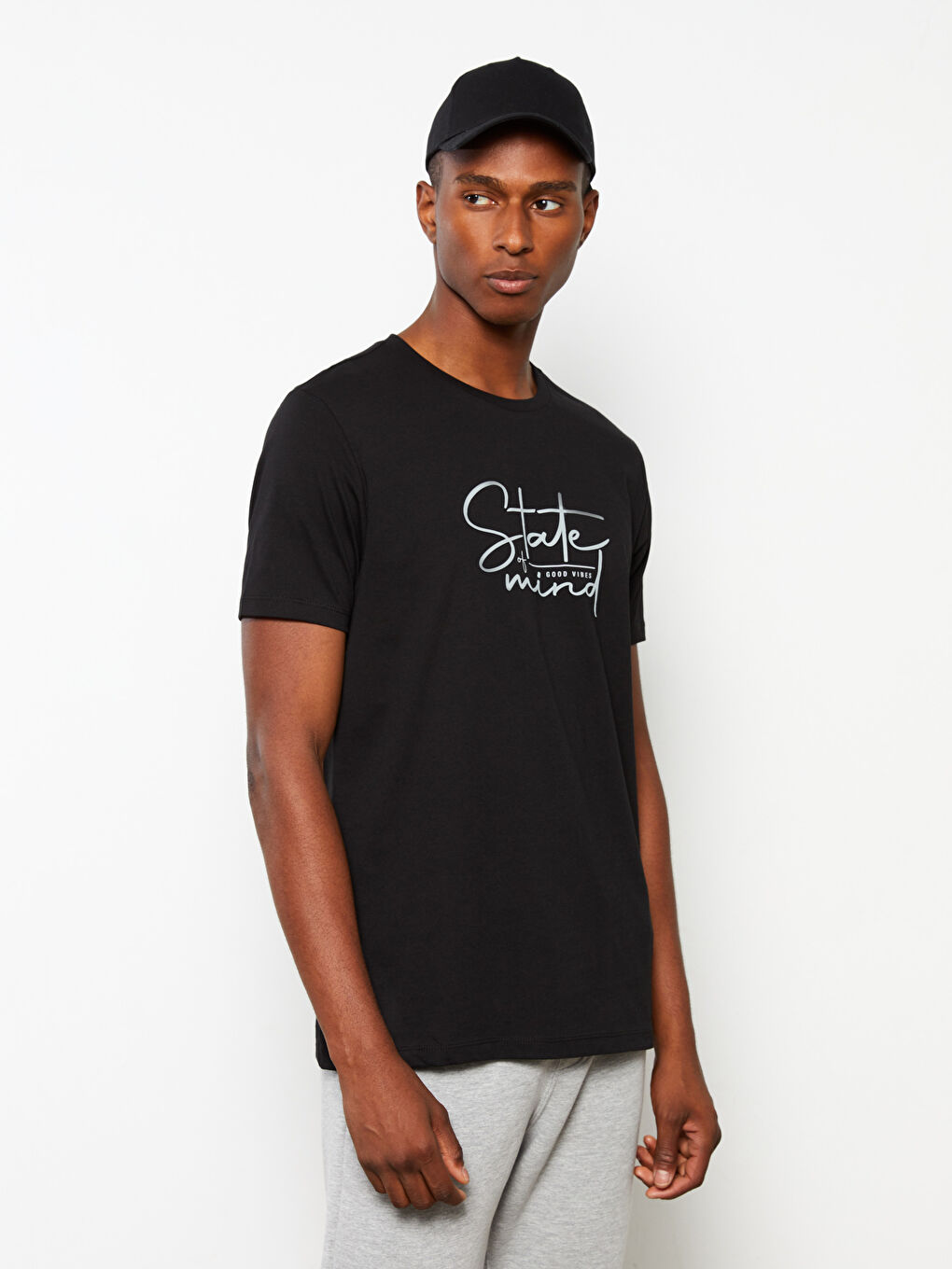 Crew Neck Short Sleeve Printed Combed Cotton Men's T-shirt-1