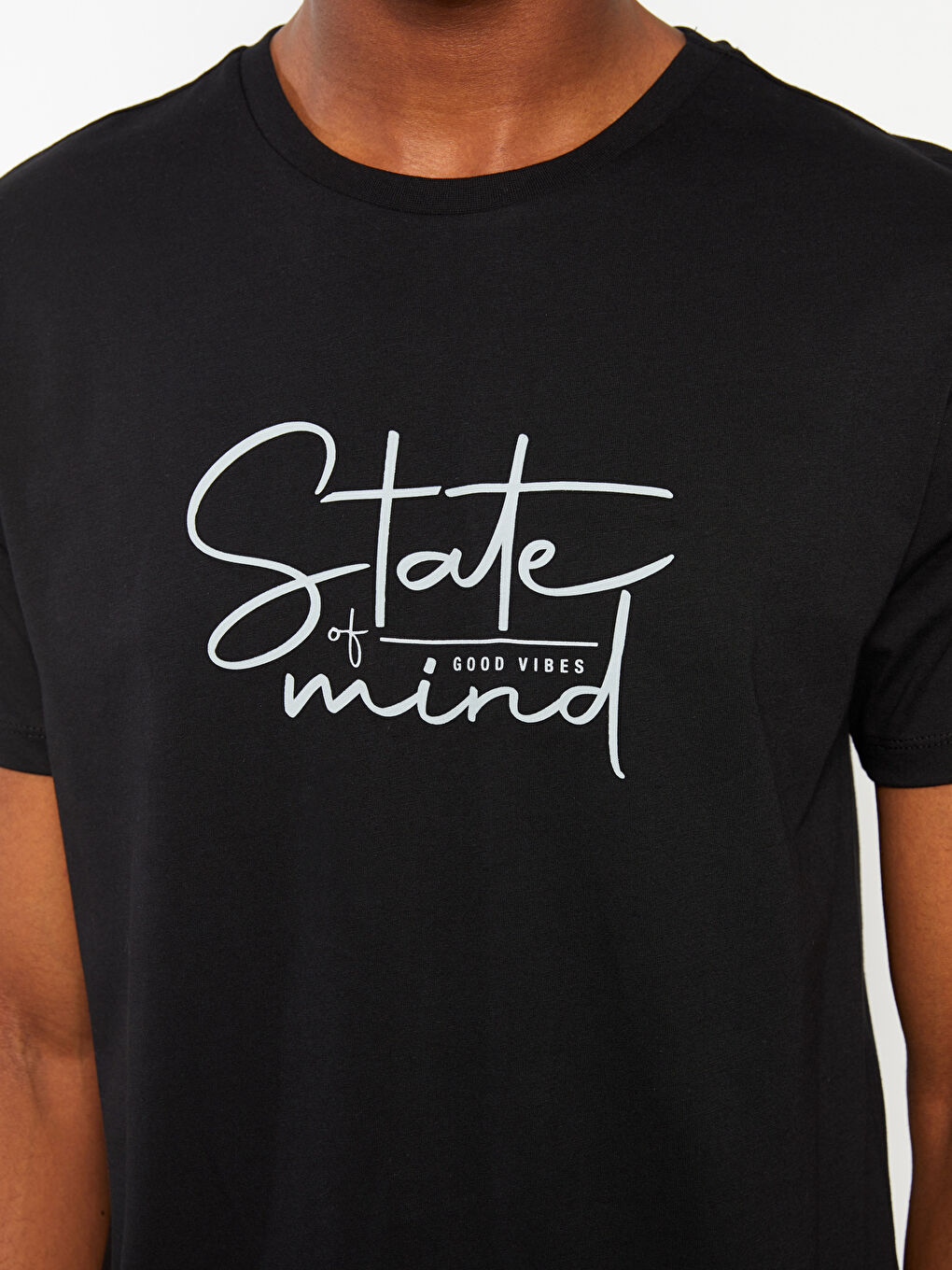 Crew Neck Short Sleeve Printed Combed Cotton Men's T-shirt-2