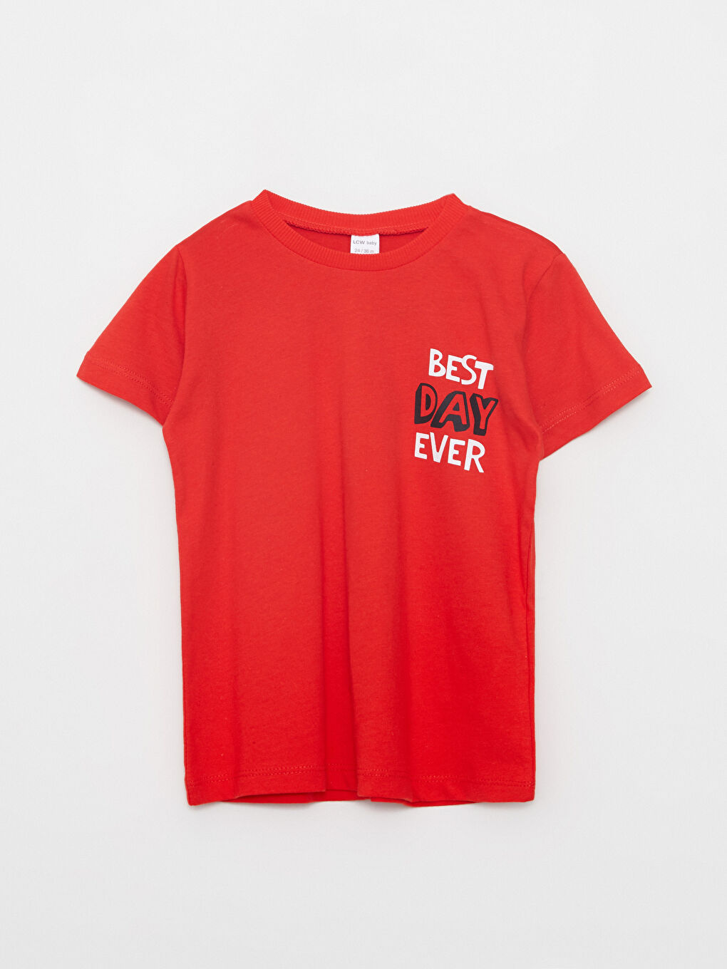 Kırmızı Bisiklet Yaka Kısa Kol Baskılı Pamuklu Erkek Bebek Tişört