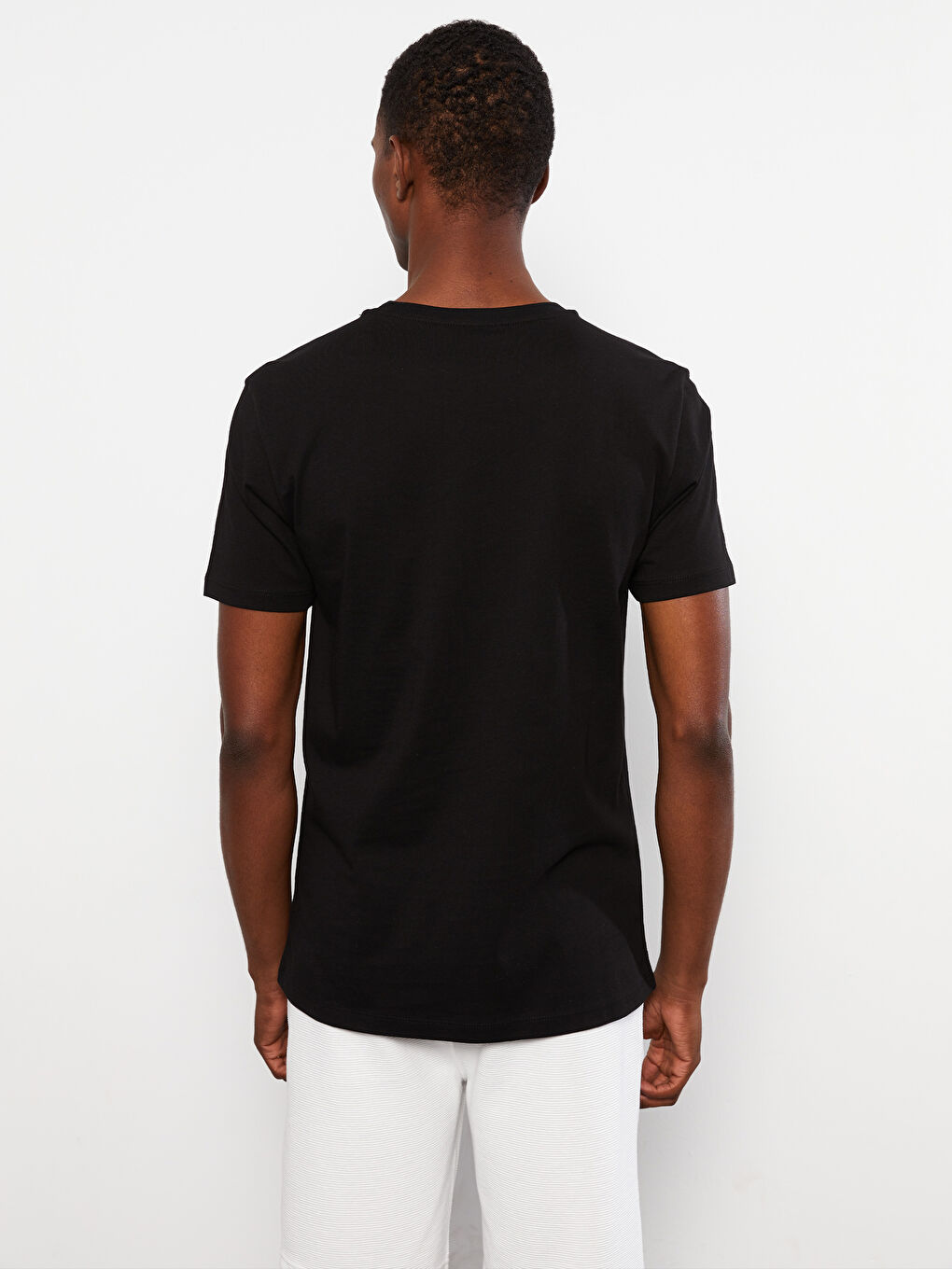 Siyah Bisiklet Yaka Kısa Kollu Baskılı Penye Erkek Tişört-4