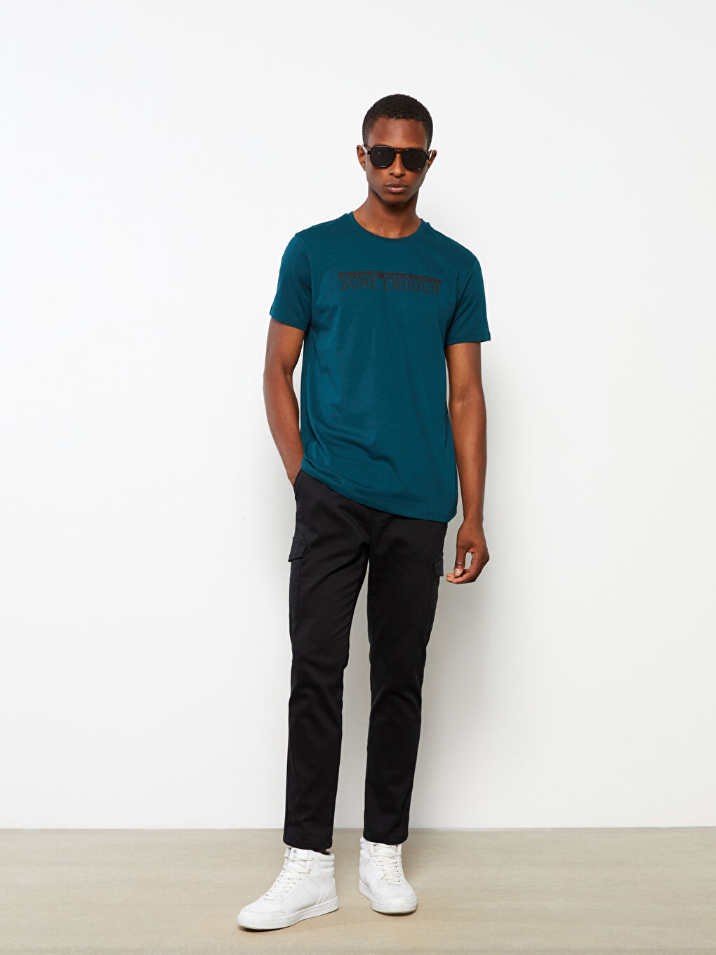 Yeşil Bisiklet Yaka Kısa Kollu Baskılı Penye Erkek Tişört-1