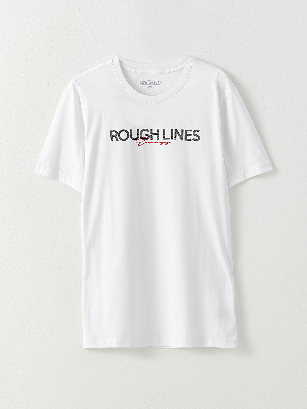 Beyaz Bisiklet Yaka Kısa Kollu Baskılı Penye Erkek Tişört-4