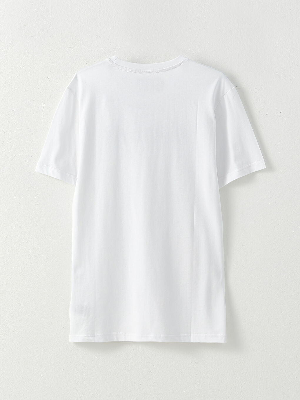 Beyaz Bisiklet Yaka Kısa Kollu Baskılı Penye Erkek Tişört-5