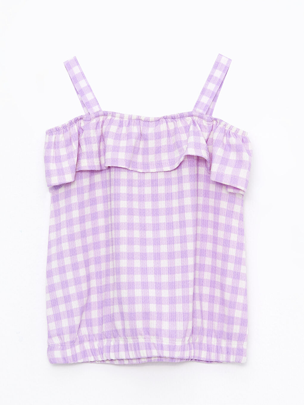 Boat Neck Plaid Strap Girl Blouse and Headband-1
