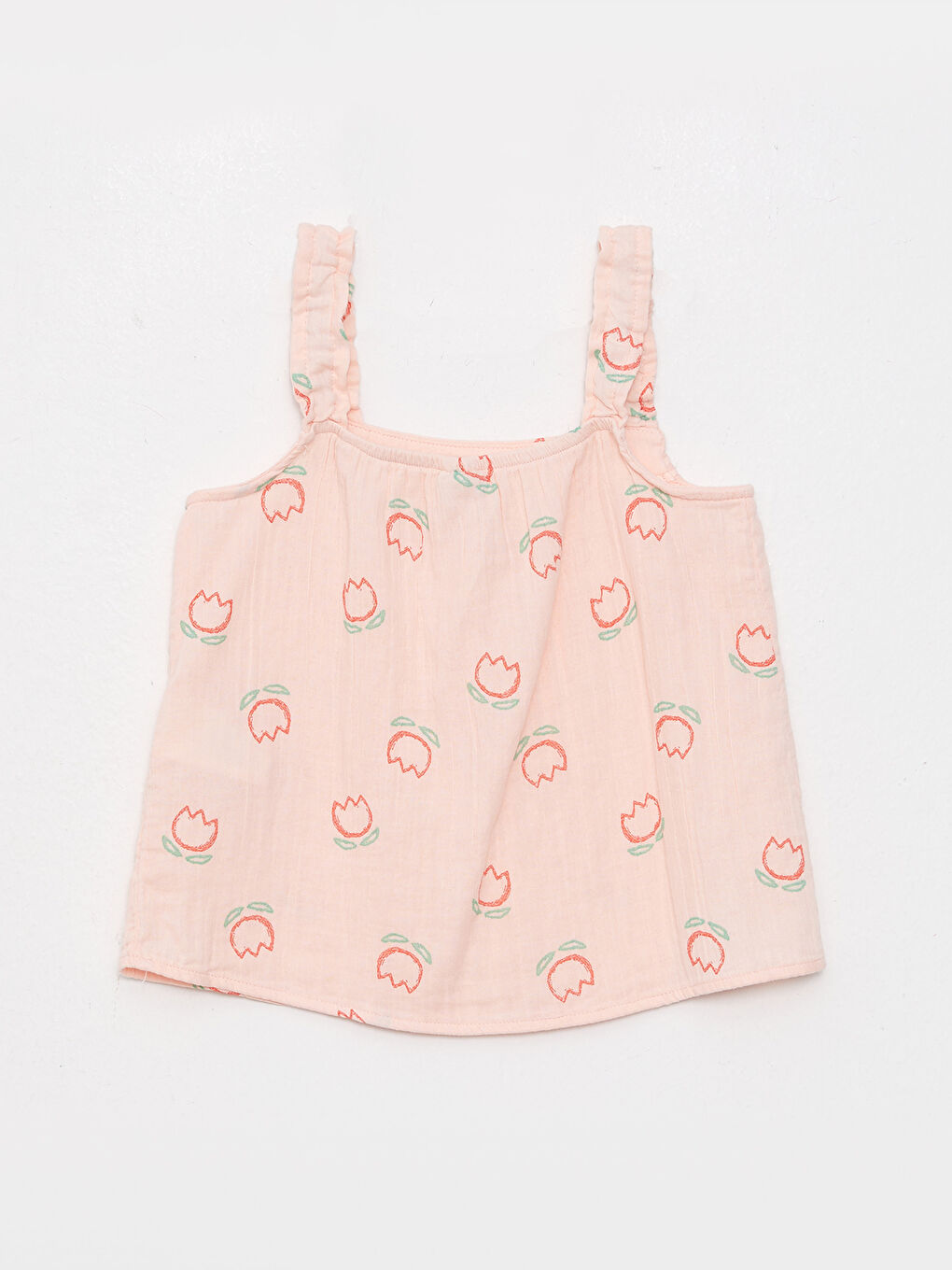 Блузка для девочек из хлопка с квадратным воротником, принтом и ремешками-1