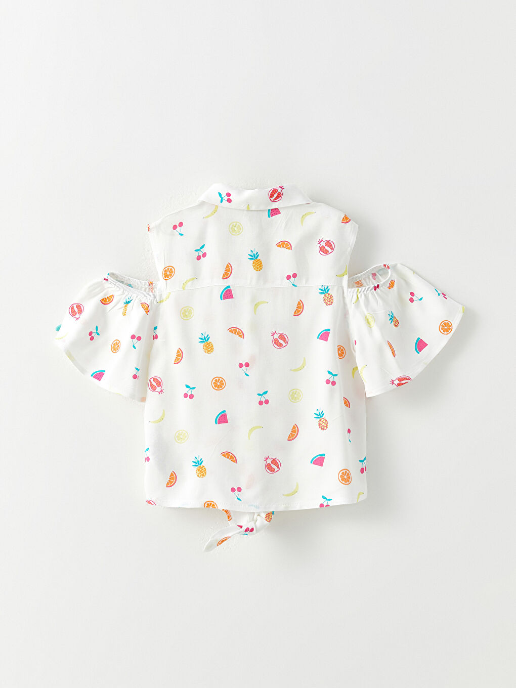 بلوزة ياقة القميص مطبوع كم قصير للبنات-2