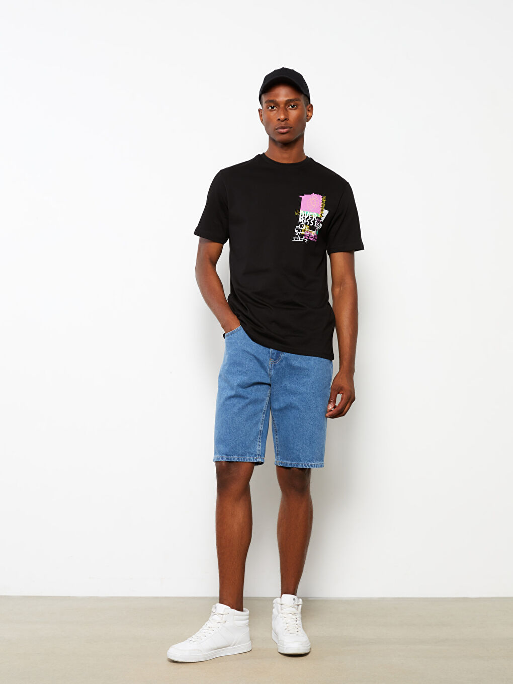 Tricou pentru Bărbați cu Guler Rotund, Mânecă Scurtă, Imprimat, din Bumbac Pieptănat-2