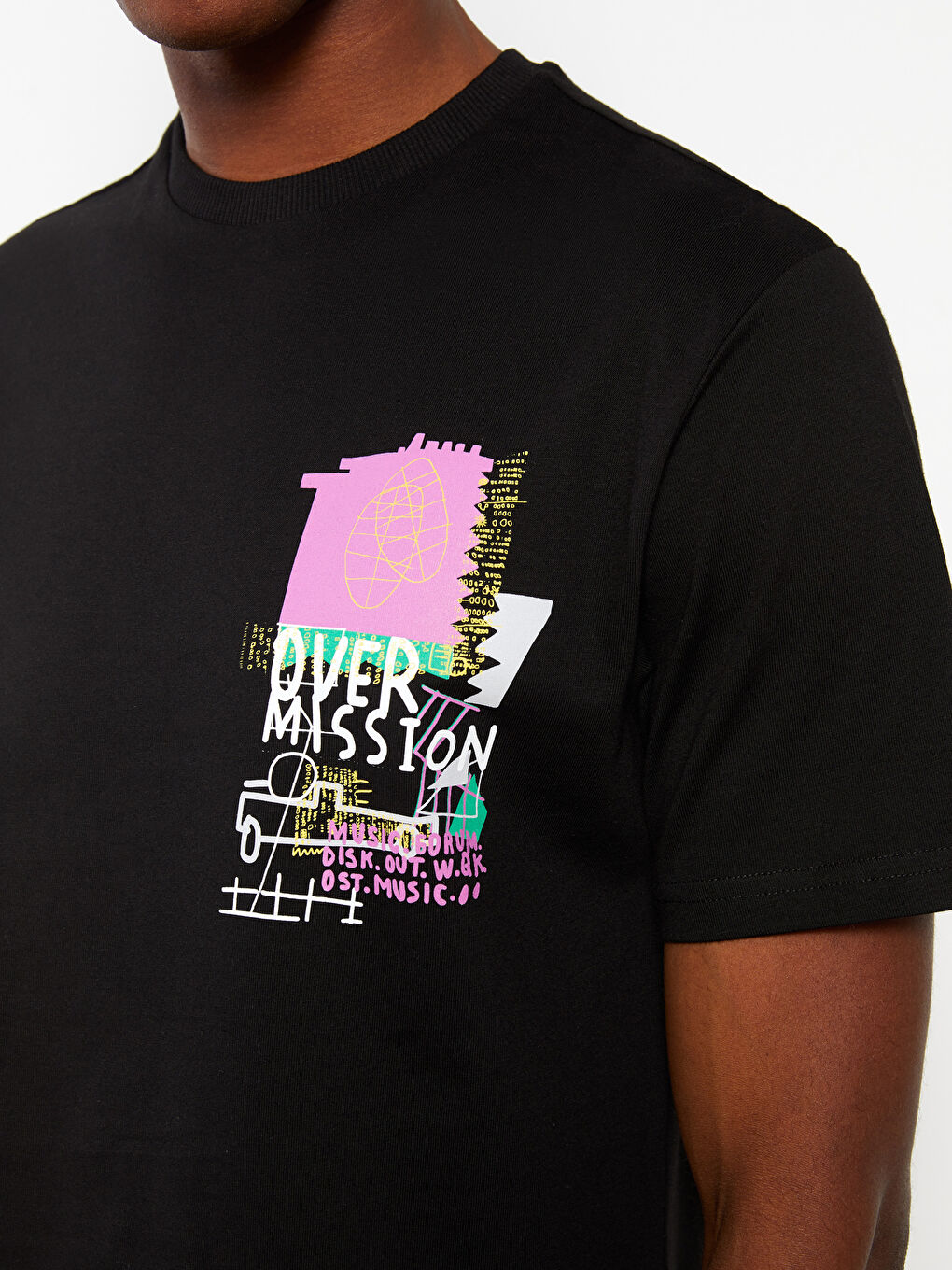 Tricou pentru Bărbați cu Guler Rotund, Mânecă Scurtă, Imprimat, din Bumbac Pieptănat-3